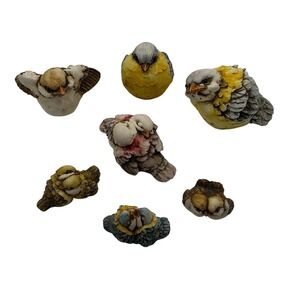 Artefice Ottanta D. Esposito Bird Figurine Lot of 7 80's Resin Cottagecore Farm
